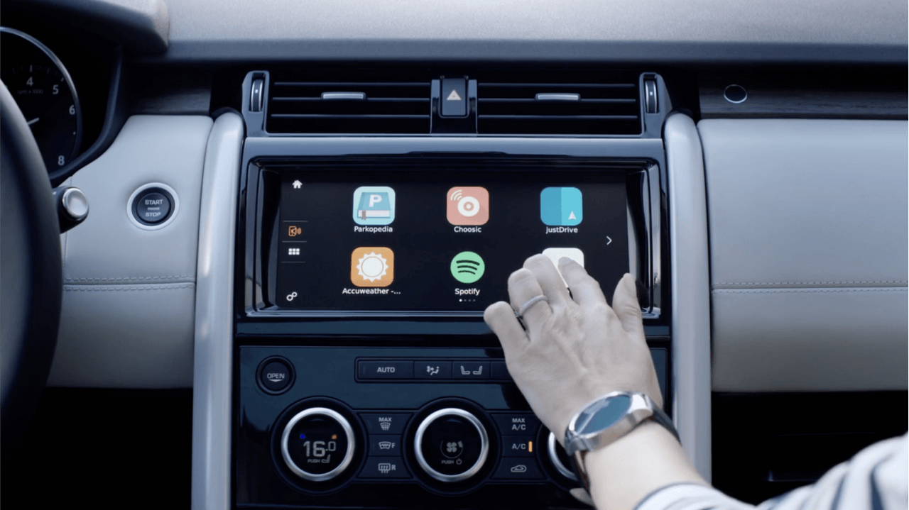 Dashboard within a Land Rover demonstrating the interactivity