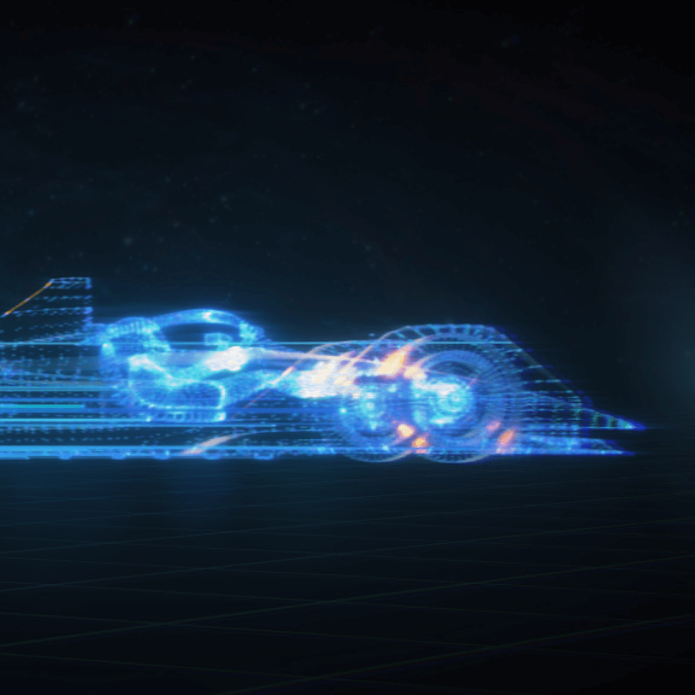 Race car blue wireframe