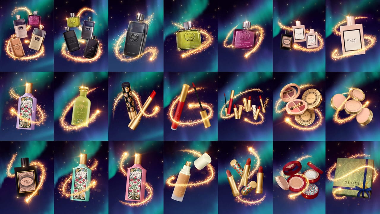 All lifestyle campaign products for Gucci in a collage