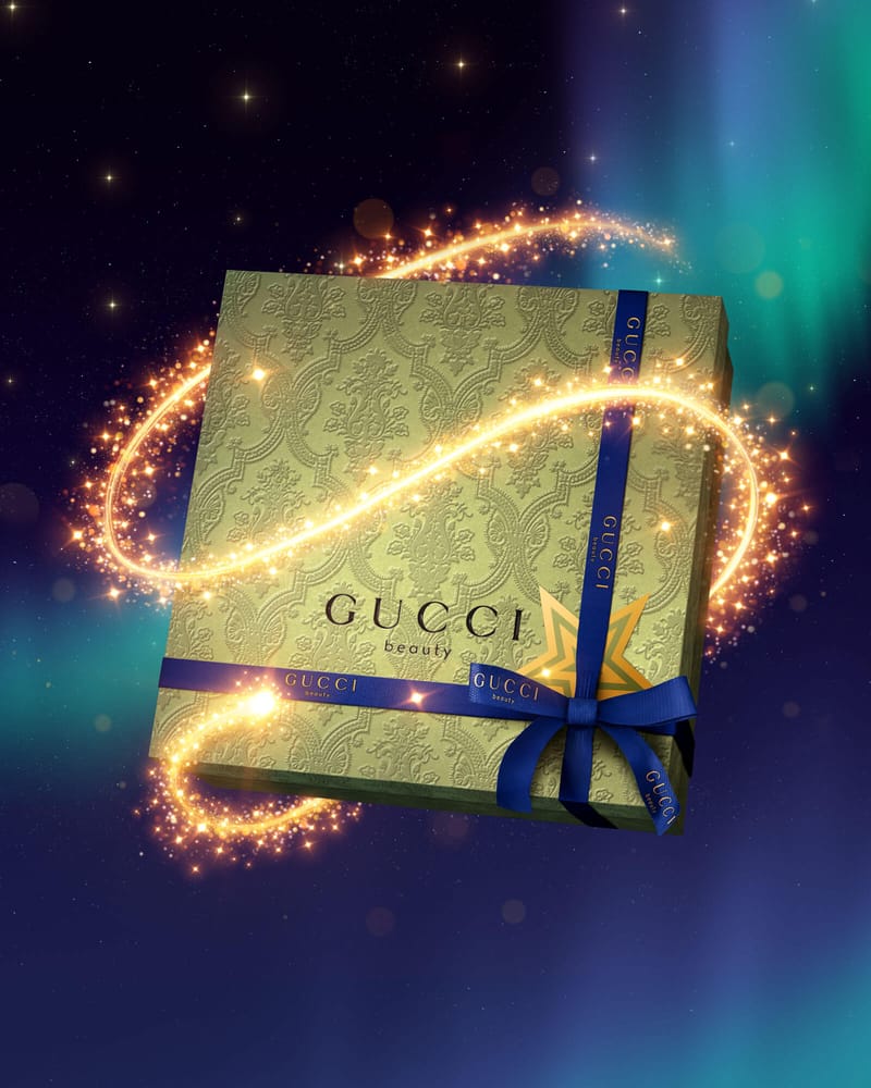 Gucci Holiday Gift Box floating with Sparks