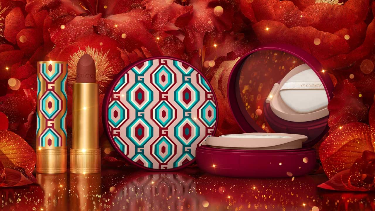 Gucci Lipstick on Red Flora CGI background for Chinese New Year Campaign