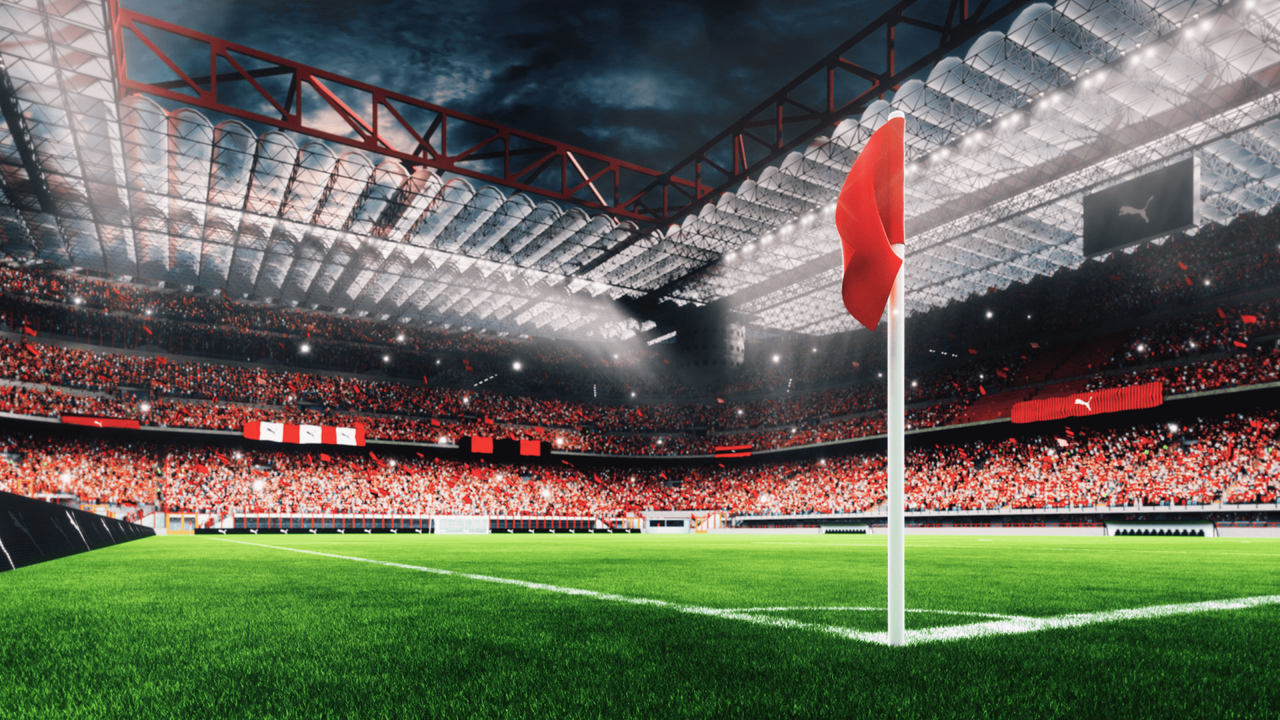 Corner flag showcasing the San Siro stadium in CGI