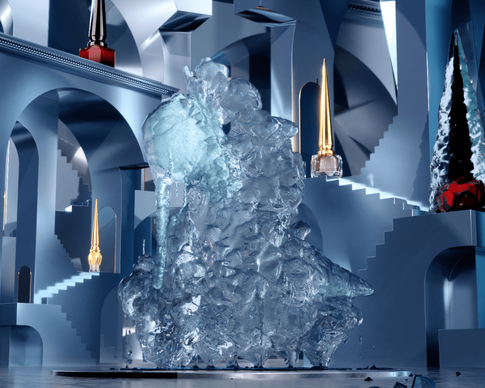 Christian Louboutin CGI animation with Ice Sculpture