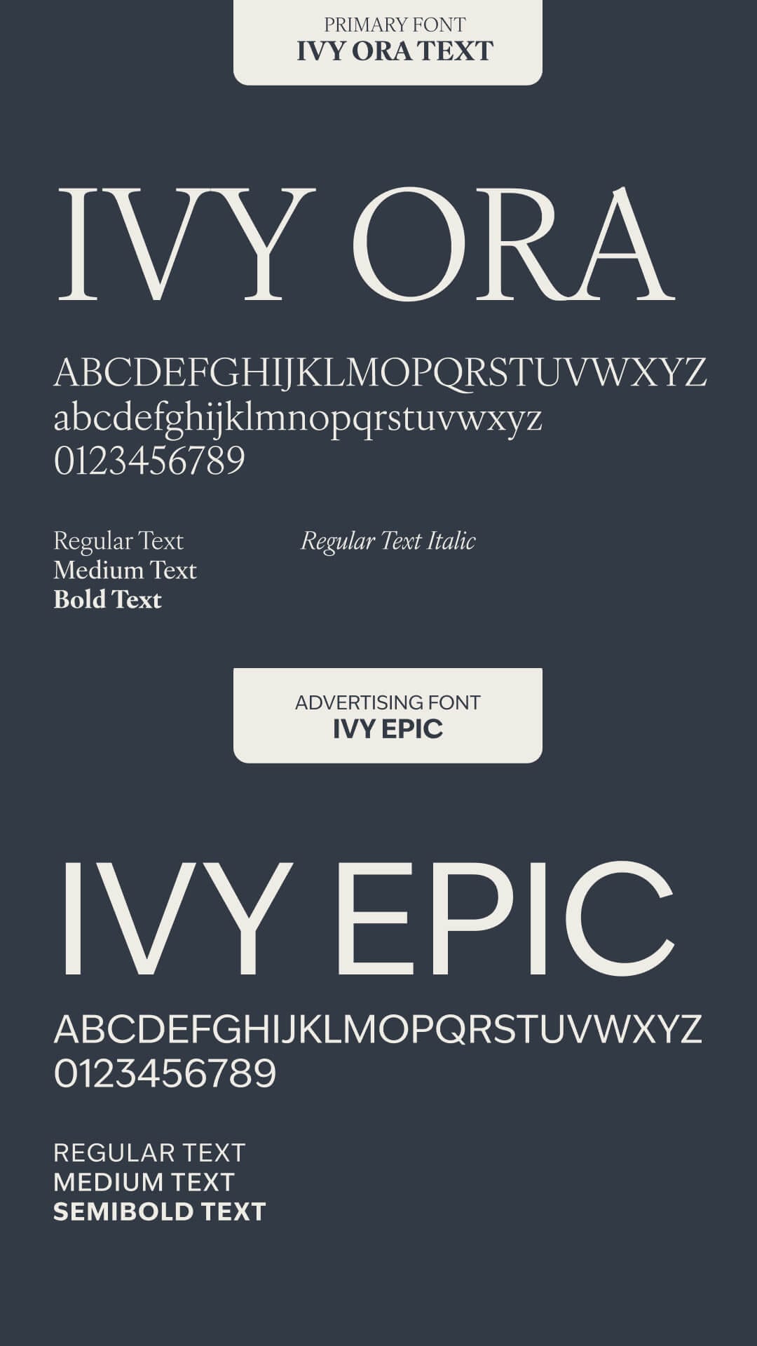 SAii typography styles including Ivy Ora and Ivy Epic
